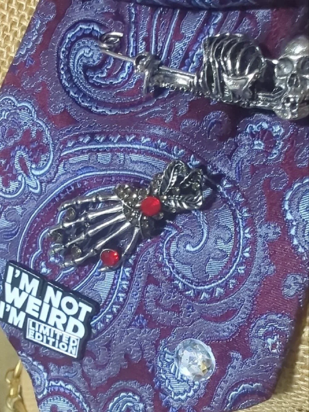 Purple Paisley Gothic Pendant Tie Necklace - Unbranded